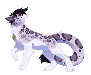 ambiguous_gender black_hair brown_eyes cheek_tuft eyelashes facial_tuft feral fur grey_body grey_fur hair jewelry leg_tuft markings neck_tuft necklace short_hair side_view simple_background solo spots spotted_body spotted_fur tuft unsigned white_background white_body white_fur yellow_sclera corzh77 felid mammal full-length_portrait hi_res portrait