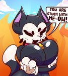 animal_ears anthro black_eyes black_hair breasts collar crossgender female hair looking_at_viewer nipples simple_background solo tail curjupi brawl_stars supercell_(company) kit_(brawl_stars) supercell domestic_cat felid feline felis mammal 2024 absurd_res hi_res