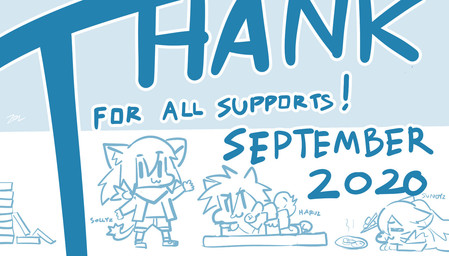 anthro clothing dfood ear_tuft electronics female food gesture headphones looking_at_viewer lying male smile text tuft waving sollyz haruz sundyz canid canine canis domestic_cat domestic_dog felid feline felis mammal 2020 english_text monochrome