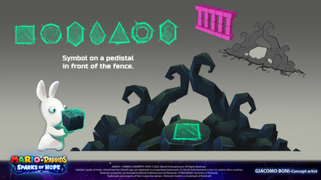 ambiguous_anthro ambiguous_gender anthro blue_eyes copyright_symbol cube_(object) featureless_crotch featureless_legs fence fur gradient_background grey_background light long_ears looking_at_object mitten_hands multicolored_body no_eyebrows nude_ambiguous nude_anthro pedestal short_legs simple_background solo standing symbol tan_body tan_inner_ear tan_skin text two_tone_body white_body white_fur year giacomo_boni mario_plus_rabbids_sparks_of_hope nintendo raving_rabbids rayman_(series) ubisoft lagomorph mammal rabbid 16:9 2023 4k absurd_res adobe_photoshop_(artwork) artist_name colored digital_drawing_(artwork) digital_media_(artwork) english_description english_text hi_res lighting official_art procreate_(artwork) shaded widescreen
