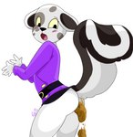 anthro embarrassed feces female female_pooping fur looking_down multicolored_body multicolored_fur pooping scatplay skunk_tail solo imaranx animal_crossing nintendo portia_(animal_crossing) canid canine canis dalmatian domestic_dog mammal absurd_res hi_res