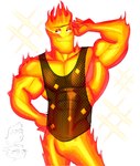 abs bottomless bottomless_humanoid bottomless_male clothed clothed_humanoid clothed_male clothing fire male male_humanoid muscular muscular_humanoid muscular_male not_furry pecs solo dymitr3 disney elemental_(pixar) pixar dante_(elemental) ember_lumen wade_ripple elemental_creature elemental_humanoid fire_creature fire_humanoid humanoid absurd_res hi_res