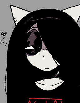 alternative_fashion anthro black_clothing black_eyeshadow black_hair black_shirt black_topwear choker clothing collarbone ear_piercing eyeshadow female glistening_eyelids goth grey_background hair hair_over_eye jewelry makeup mouth_closed necklace one_eye_obstructed piercing shirt simple_background solo topwear xarop77 ambient_arthropod ambient_fly ambient_insect domestic_cat felid feline felis mammal 2025 bust_portrait digital_drawing_(artwork) digital_media_(artwork) hi_res portrait