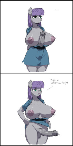 2014 absurd_res animal_genitalia anthro anthrofied areola balls big_breasts breasts clothing dialog dickgirl edit english_text equine erection eyeshadow friendship_is_magic grey_body hair half-closed_eyes hi_res horse horsecock intersex kevinsano makeup mammal maud_pie_(mlp) my_little_pony nipples open_mouth penis pony purple_hair rock solo text
Rating: Explicit
Score: 24
User: lemongrab
Date: April 11, 2014