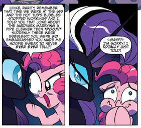 blue_eyes corruption cutie_mark duo female feral horn night text unknown_artist friendship_is_magic hasbro idw_publishing my_little_pony my_little_pony_(idw) nightmare_rarity_(idw) pinkie_pie_(mlp) earth_pony equid equine horse mammal pony english_text
