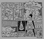 7_panel_comic ambiguous_gender anthro biped boing calculator curtains dialogue directional_arrow emanata eye_veins female flashing flashing_breasts freckles gear group humor profanity shocked sound_effects speech_bubble spotlight text thinking thought_bubble typing raewtf arthropod human insect lepidopteran mammal moth 2025 comic english_text hi_res monochrome