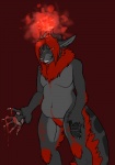 anthro blood bodily_fluids fluffy horn male solo tail tigress_(artist) mythology kelushan demon dragon mythological_creature mythological_scalie scalie