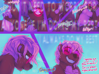 adult_on_young age_difference ambiguous_gender anal anal_penetration anthro blurred_text bodily_fluids breasts cum cum_in_ass cum_in_mouth cum_inside cum_on_breasts cum_on_chest dialogue drugged drugs eyewear female finger_in_mouth genital_fluids genitals glasses grabbing_muzzle grin male oral oral_penetration penetration penis questionable_consent smile substance_intoxication sweat text vaginal vaginal_penetration young clubskunk cass_(clubskunk) mammal mephitid skunk 4:3 comic english_text hi_res