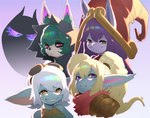 2023 absurd_res amber_eyes armor big_ears blonde_hair blue_body clothed clothing cute_fangs female forastero fully_clothed green_eyes green_hair group hair hat headgear headwear hi_res hood humanoid humanoid_pointy_ears league_of_legends lulu_(lol) poppy_(lol) purple_body purple_eyes purple_hair red_eyes riot_games scarf shadow_(lol) shadow_creature smile tencent tristana_(lol) vex_(lol) white_hair yordle