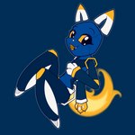 ambiguous_gender anthro blue_body fire flaming_tail machine mascot paws simple_background smile solo tail yellow_eyes mrneo e621 esix android domestic_cat felid feline felis mammal robot 1:1 absurd_res hi_res