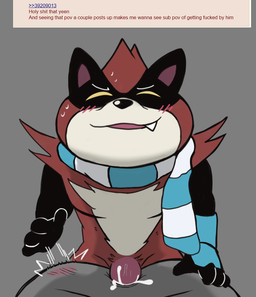 anal anal_penetration anthro black_body black_fur blush bodily_fluids brown_body brown_fur butt butt_slap cum cum_in_ass cum_inside duo fur genital_fluids genitals humanoid_hands male male/male male_penetrated male_penetrating male_penetrating_male penetration penis scarf sex simple_background slap solo_focus spanking text white_body white_fur grenym curry_(copyright) anon curry_(parker_simmons) canid canine mammal raccoon_dog tanuki 2021 english_text
