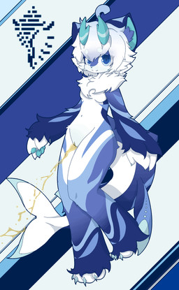adolescent anthro biped blue_body blue_eyes blue_fur bodily_fluids breasts cetacean_tail claws embarrassed female female_anthro female_peeing fur genital_fluids genitals hair looking_at_viewer nude nude_anthro nude_female pattern_background paws peeing simple_background small_breasts solo standing standing_pee striped_background thong_straps three-quarter_view urine vulva watersports white_body white_fur white_hair young young_anthro young_female cassis mythology aquatic cetacean dragon hybrid mammal mythological_creature mythological_scalie scalie whale whale_dragon absurd_res digital_drawing_(artwork) digital_media_(artwork) hi_res