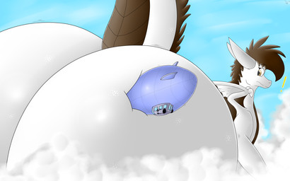 aircraft airship big_butt butt butt_squish cloud feral huge_butt hyper hyper_butt macro male micro solo squish surprised vehicle white_body weatherdragon mythology weather_(character) dragon mythological_creature mythological_scalie scalie 16:10 hi_res widescreen