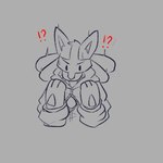 after_transformation anthro chest_spike clothed clothing costume exclamation_point kigurumi male onesie pokemon_costume pokemon_kigurumi question_mark realization solo spikes spikes_(anatomy) flyinghighfox nintendo pokemon canid canine generation_4_pokemon lucario mammal pokemon_(species) hi_res monochrome