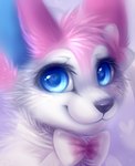 ambiguous_gender bow_(feature) feral fluffy fur heart_eyes heart_symbol looking_at_viewer pink_body pink_fur ribbons smile solo white_body white_fur bloominglynx nintendo pokemon eeveelution generation_6_pokemon pokemon_(species) sylveon absurd_res bust_portrait digital_media_(artwork) hi_res portrait shaded