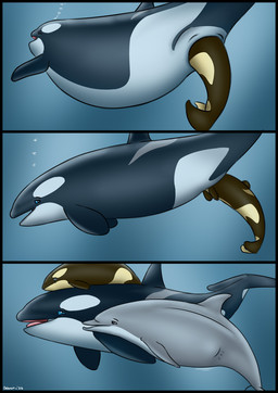 birth black_body blue_sclera bubble dorsal_fin female feral fin flukes genitals group live_birth pectoral_fin trio underwater vulva water white_body young young_feral dolorcin aquatic cetacean dolphin mammal oceanic_dolphin orca toothed_whale 2026 comic dated hi_res mother_(lore) mother_and_child_(lore) parent_(lore) parent_and_child_(lore)