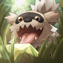 ambiguous_feral ambiguous_gender black_nose brown_body brown_eyes brown_fur brown_tail day fangs feral flesh_fang fur gem glistening glistening_eyes grass light light_beam looking_at_viewer multicolored_body multicolored_fur outside pink_tongue plant pupils quadruped solo sunbeam sunlight tail teeth tongue tongue_out two_tone_body two_tone_fur two_tone_tail white_body white_fur white_tail yellow_gem spicyichizo nintendo pokemon generation_3_pokemon mammal pokemon_(species) zigzagoon 1:1 2026 absurd_res hi_res lighting shaded