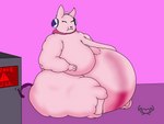 anthro belly big_belly big_breasts breasts computer electronics female huge_belly huge_breasts hyper hyper_belly immobile inflation morbidly_obese nude obese overweight solo usb_cable weight_gain nekonishin bandai_namco digimon cutemon digimon_(species) lagomorph leporid mammal rabbit 4:3 hi_res