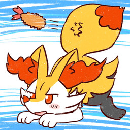 all_fours ambiguous_anthro ambiguous_gender anthro ass_up biped blush blush_stickers digitigrade dipstick_tail food markings open_mouth open_smile shrimp_(food) side_view simple_background smile snout solo tail tail_markings annyui0611 nintendo pokemon braixen canid generation_6_pokemon mammal pokemon_(species) 1:1 2022 digital_drawing_(artwork) digital_media_(artwork) full-length_portrait japanese_description portrait translated_description