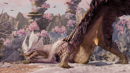 animal_genitalia anus arm_tuft ass_up becoming_erect blue_eyes butt chest_tuft claws detailed_background feral fin fur genital_slit genitals male multicolored_body multicolored_scales open_mouth outside penis penis_tip pink_body pink_scales presenting presenting_anus presenting_hindquarters presenting_penis pupils purple_body purple_fur raised_tail scales sharp_teeth slit_pupils solo spread_legs spreading tail teeth tuft white_body white_scales yellow_penis itnsnat capcom monster_hunter leviathan_(mh) mizutsune 16:9 2026 3d_(artwork) 4k absurd_res digital_media_(artwork) hi_res widescreen