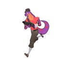 4_fingers anthro baseball_cap bottomwear clothing cosplay countershading female fingers footwear gun hat headgear headwear pants purple_body purple_tail ranged_weapon scattergun shirt shoes shotgun simple_background solo tail topwear weapon white_background ncs team_fortress_2 valve keeshee scout_(team_fortress_2) reptile scalie snake 2019 hi_res