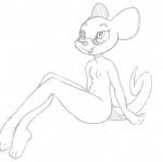 anthro bald barefoot biped breasts buckteeth eyewear feet female female_anthro glasses nipples nude nude_anthro nude_female slim small_breasts smile solo tail teeth thick_tail three-quarter_view smekbo olga_hulhova mammal mouse murid murine rodent black_and_blue digital_drawing_(artwork) digital_media_(artwork) full-length_portrait hatching_(art) line_art monochrome portrait shaded simple_shading sketch