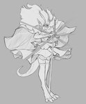 anthro bottomwear clothing female looking_at_viewer magical_girl_outfit melee_weapon skirt solo sword tail weapon wind zweihander watsup mythology dragon mythological_creature mythological_scalie scalie 2022 digital_drawing_(artwork) digital_media_(artwork) greyscale hi_res monochrome