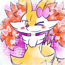 accessory anthro blush blush_stickers bow_ribbon breasts closed_smile dipstick_tail female female_anthro front_view hair hair_accessory hair_bow hair_ribbon hands_behind_back looking_at_viewer markings messy_hair mouth_closed object_in_tail one_eye_closed ribbons simple_background small_breasts smile solo sparkles stick stick_in_tail tail tail_markings wink winking_at_viewer annyui0611 nintendo pokemon braixen canid generation_6_pokemon mammal pokemon_(species) 1:1 2024 digital_drawing_(artwork) digital_media_(artwork) half-length_portrait hi_res japanese_description portrait translated_description