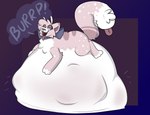abdominal_bulge accessory antennae_(anatomy) belly big_belly blush bow_ribbon burp_cloud burping digestion feral huge_belly hyper hyper_belly male neck_ribbon open_mouth overweight pink_body simple_background solo tail tail_mouth unusual_anatomy unusual_tail vore tapiocadraws yogurt_(tapiocadraws) alien domestic_cat felid feline felis mammal digital_media_(artwork) hi_res