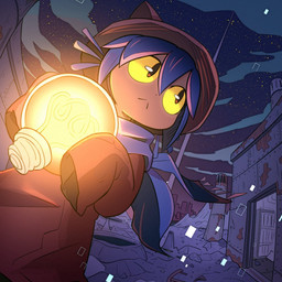 :< ambiguous_gender clothed clothing dutch_angle fully_clothed furgonomic_hat furgonomic_headwear furgonomics holding_object jimen light_bulb looking_up outside red_clothing solo yellow_sclera nyusu_ut oneshot niko_(oneshot) animal_humanoid felid felid_humanoid feline feline_humanoid humanoid mammal mammal_humanoid 1:1 low_res