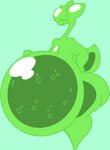 anthro belly big_belly bubble hair hand_on_belly hand_on_hip huge_belly hyper hyper_belly male moobs slime small_tail solo tail thick_thighs wide_hips erauue rizzo_(zdog909) goo_creature slime_dragon 2023 green_and_white monochrome