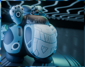 4_ears ambiguous_gender anthro belly big_belly big_feet big_tail feet handle handle_bar handles_on_hips inflated_belly inflation machine multi_ear obese overweight pool_toy pool_toy_handle solo tail wide_hips impliqued protogen
