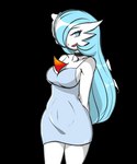 big_breasts blue_eyes blue_hair breasts choker cleavage clothed clothing dress female hair hair_over_eye hands_behind_back jewelry long_hair looking_at_viewer necklace not_furry one_eye_obstructed open_mouth side_boob solo renv nintendo pokemon luna_the_gardevoir gardevoir generation_3_pokemon humanoid pokemon_(species) shiny_pokemon 2024 5:6 absurd_res alpha_channel hi_res signature