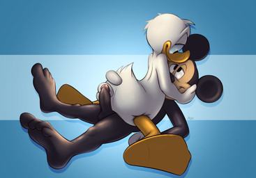 anthro avian_butt balls biped black_body cradling duo erection feathers feet foot_focus genitals grinding_on_penis hug humanoid_feet humanoid_genitalia humanoid_penis lying male male/male male_anthro on_back penis plantigrade rubbing_crotch tail tail_feathers white_body mickeyryona disney donald_duck mickey_mouse anatid anseriform avian bird duck mammal mouse murid murine rodent hi_res
