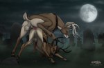 anal anal_penetration antlers anus balls black_antlers black_body black_fur cemetery cloven_hooves duo erection feral fur genitals grass hooves horn male male/male penetration penis perineum pink_anus pink_penis plant rock white_body white_fur fenn.perrox ferael deer mammal hi_res