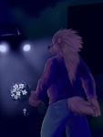 5_fingers anthro biped bouquet car clothed clothing demicoeur digital_media_(artwork) dogwood_blossom eulipotyphlan fingers flower fully_clothed headlights hedgehog holding_flower holding_object male mammal night plant rear_view solo standing sweater tail topwear vehicle