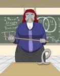 angry anthro big_breasts breasts chalkboard classroom cleavage clothed clothing detailed_background female grey_body hair information_board inside non-mammal_breasts overweight overweight_female red_eyes red_hair school solo teacher dr_zombie samantha_diletto fish marine shark