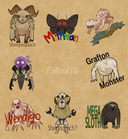 ambiguous_gender black_body brown_body brown_fur clothing costume feral fur group horn metallic_body red_eyes simple_background tan_background tan_body text wearing_costume white_body tabukon american_mythology fallout indigenous_north_american_mythology microsoft mythology north_american_mythology flatwoods_monster grafton_monster mothman vengeful_mothman_(fallout) alien ground_sloth mammal mega_sloth monster pilosan prehistoric_species protectron_(fallout) sheepsquatch sheepsquatch_(fallout) sloth snallygaster wendigo xenarthran english_description english_text hi_res