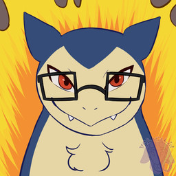 blue_body body_outline duo eyewear feral gift glasses goggles licking licking_lips male neck_bulge neck_tuft oral_vore predator/prey prey_outline red_eyes swallowing tongue tongue_out tuft vore yellow_body lien_kitoki nintendo pokemon generation_1_pokemon generation_2_pokemon pikachu pokemon_(species) typhlosion 2d_animation animated