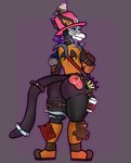 allisin anthro big_butt breasts butt caracal_(genus) clothed clothing felid feline female flopyro hat headgear headwear huge_butt huge_thighs humanoid mammal mask risk_of_rain simple_background skinsuit skull_mask solo solo_focus tail thick_thighs tight_clothing wide_hips
