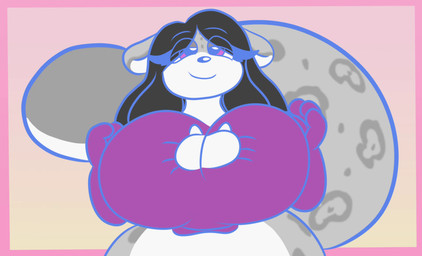 anthro big_breasts big_butt big_tail black_hair bouncing_breasts breasts butt clothing dancing female fur grey_body grey_fur hair huge_breasts huge_butt huge_tail long_tail moving overweight overweight_anthro overweight_female purple_clothing purple_eyes solo tail tail_aside wide_hips sound_warning startlin felid mammal pantherine snow_leopard 2d_animation absurd_res animated hi_res short_playtime sound video