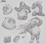anthro balls bear belly butt cape clothing dreamworks flaccid genitals giant_panda hat headgear headshot_portrait headwear hi_res kung_fu_panda male mammal master_po_ping moobs multiple_images navel nipples one_eye_closed overweight pawpads penis portrait solo straw_hat themorghull thong underwear wink