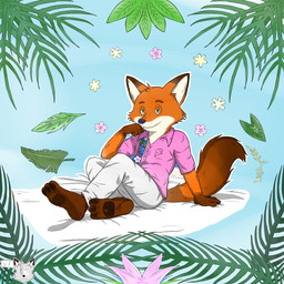 anthro clothed clothing male paws sitting solo kicks_wolf disney zootopia nick_wilde canid canine fox mammal 1:1 hi_res