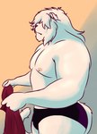 anthro big_butt bodily_fluids body_hair butt chest_fur chest_hair male mane muscle_size_difference muscular nipples pecs solo sweat munsshy everest_(munsshy) felid hybrid liger lion mammal pantherine