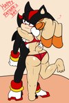 anthro big_breasts big_butt bikini black_body black_fur breasts butt butt_cleavage clothing duo female fur hug kissing kissing_cheek male male/female rear_view scut_tail short_tail swimwear tail tan_body tan_fur two-piece_swimsuit soulyagami64 sega sonic_the_hedgehog_(series) cream_the_rabbit shadow_the_hedgehog eulipotyphlan hedgehog lagomorph leporid mammal rabbit hi_res