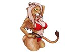 anthro big_breasts blonde_hair breasts clothing female hair solo swimwear notfrantintenfisch baywatch felid lion mammal pantherine