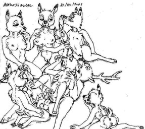 age_difference anal anal_orgasm anal_penetration anthro anthro_on_anthro anthro_penetrated anthro_penetrating anthro_penetrating_anthro anus balls bent_spoon_position bodily_fluids clitoris cum cum_in_ass cum_inside ejaculation erection feet fellatio female female_on_top genital_fluids genitals group group_sex hands-free harem hooves interspecies looking_pleasured lying_on_another male male_on_bottom messy nude on_bottom on_top oral orgasm penetration penile penile_penetration penis penis_in_ass sex simple_background simultaneous_orgasms size_difference smaller_penetrated toes tongue tongue_out underhoof vaginal_fluids vaginal_squirting vaginal_squirting_while_penetrated vulva white_background young young_anthro young_female young_male younger_penetrated asthexiancal deer mammal 2005 black_and_white compression_artifacts monochrome
