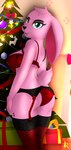 anthro christmas_decorations christmas_present christmas_tree clothing female garter_belt garter_straps gift holidays legwear lingerie looking_at_viewer panties plant rear_view solo stockings tree underwear digiqrow christmas lagomorph leporid mammal rabbit absurd_res hi_res