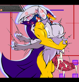 after_sex animal_genitalia animal_penis anthro balls big_balls big_breasts big_butt big_penis biped blush bodily_fluids breasts butt carry_position carrying_another carrying_partner cum cum_in_vagina cum_inside cum_on_penis duo ejaculation erection female female_penetrated fur genital_fluids genitals huge_balls huge_breasts huge_butt huge_penis humanoid_genitalia hybrid_genitalia hybrid_penis inner_ear_fluff knot knotted_penis male male/female male_penetrating male_penetrating_female muscular muscular_male narrowed_eyes nude open_mouth penetration penile penis seductive sex side_view simple_background size_difference stand_and_carry_position standing standing_sex tail text thick_thighs tongue tuft vaginal wide_hips yellow_body yellow_fur brennan_d_vries mythology nintendo pokemon ekizzo delphox dragon generation_2_pokemon generation_6_pokemon goodra hybrid hybrid_pokemon mammal mythological_creature mythological_scalie pokemon_(species) scalie typhlosion absurd_res digital_media_(artwork) english_text hi_res signature