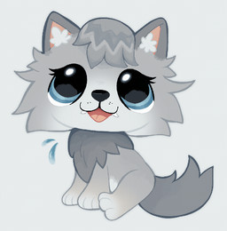 ambiguous_gender blue_eyes fangs feral fur grey_body grey_fur looking_at_viewer one_eye_closed paws sitting solo teeth toony wink winking_at_viewer young churasha hasbro littlest_pet_shop lps_20_(g7) canid canine canis mammal northwestern_wolf wolf 2_frame_animation animated animated_gif short_playtime